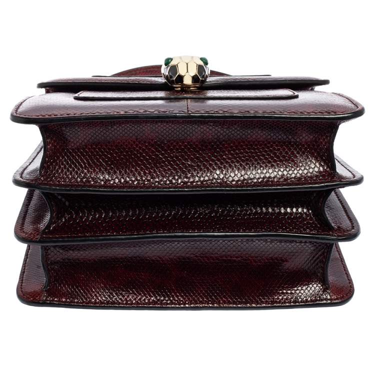 Pre Owned Bvlgari Burgundy Karung Serpenti Forever Flap Top Handle Bag