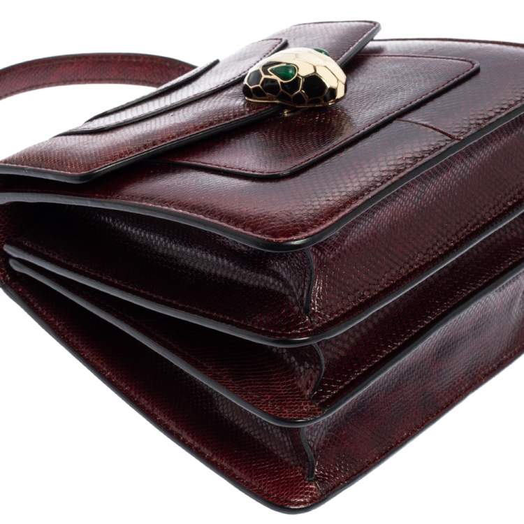 Pre Owned Bvlgari Burgundy Karung Serpenti Forever Flap Top Handle Bag