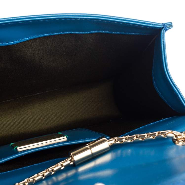 Pre Owned Bvlgari Blue Stingray and Leather Serpenti Forever Shoulder Bag