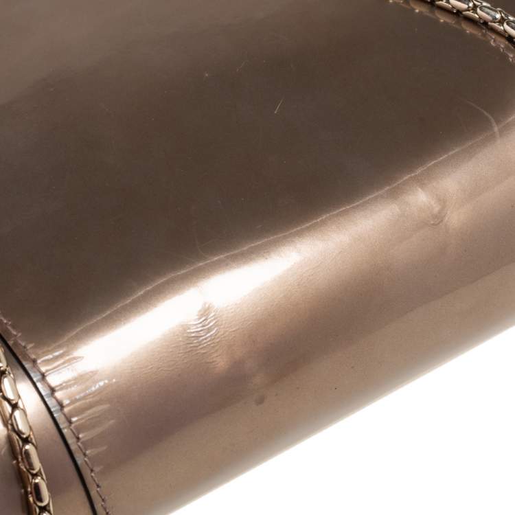 Pre Owned Bvlgari Metallic Bronze Patent Leather Medium Serpenti Forever Shoulder Bag