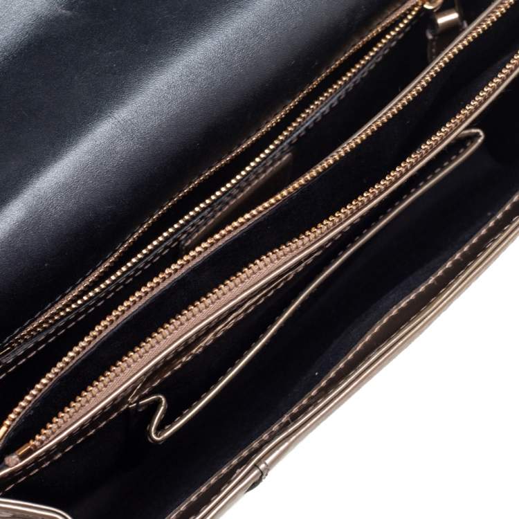 Pre Owned Bvlgari Metallic Bronze Patent Leather Medium Serpenti Forever Shoulder Bag