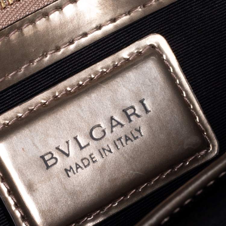 Pre Owned Bvlgari Metallic Bronze Patent Leather Medium Serpenti Forever Shoulder Bag