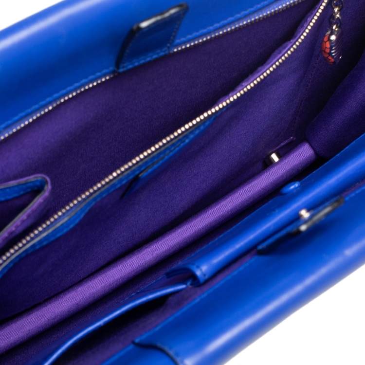 Pre Owned Bvlgari Blue Leather  Serpenti Forever Double Flap Shoulder Bag