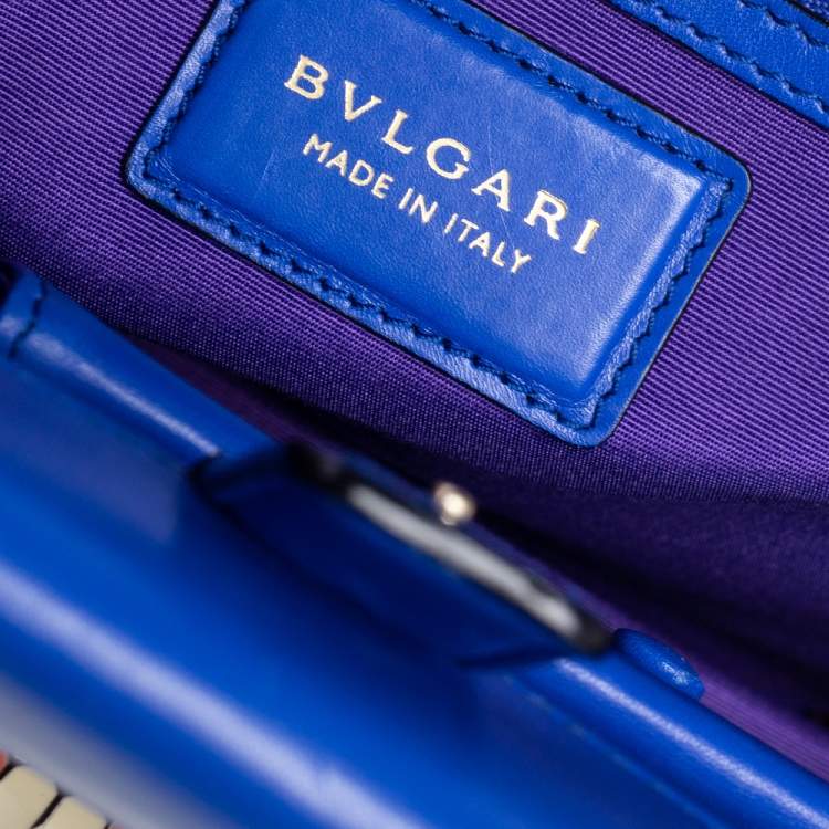 Pre Owned Bvlgari Blue Leather  Serpenti Forever Double Flap Shoulder Bag