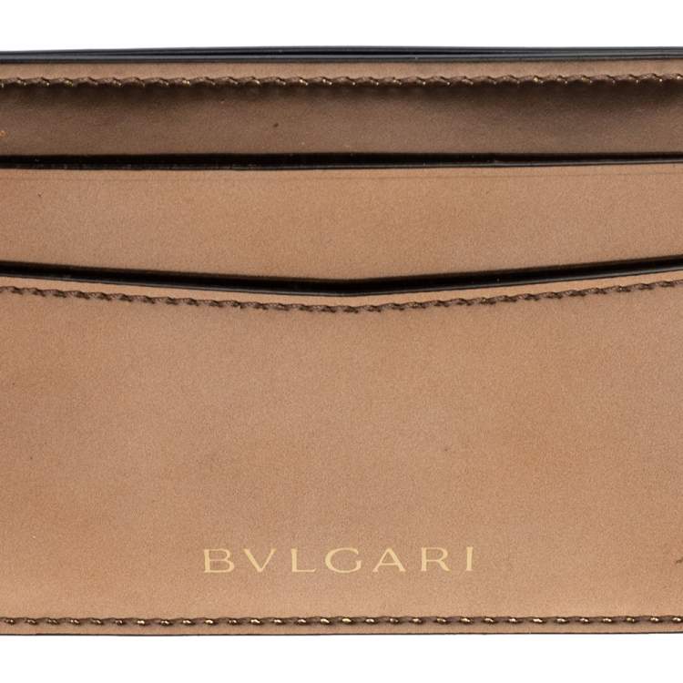 Pre Owned Bvlgari Metallic Gold Leather Serpenti Forever Card Holder