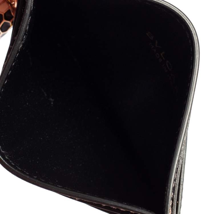 Pre Owned Bvlgari Metallic Gold Leather Serpenti Forever Card Holder
