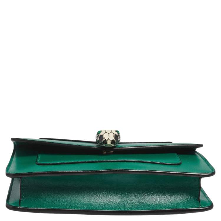 Pre Owned Bvlgari Green Leather Mini Serpenti Forever Crossbody Bag