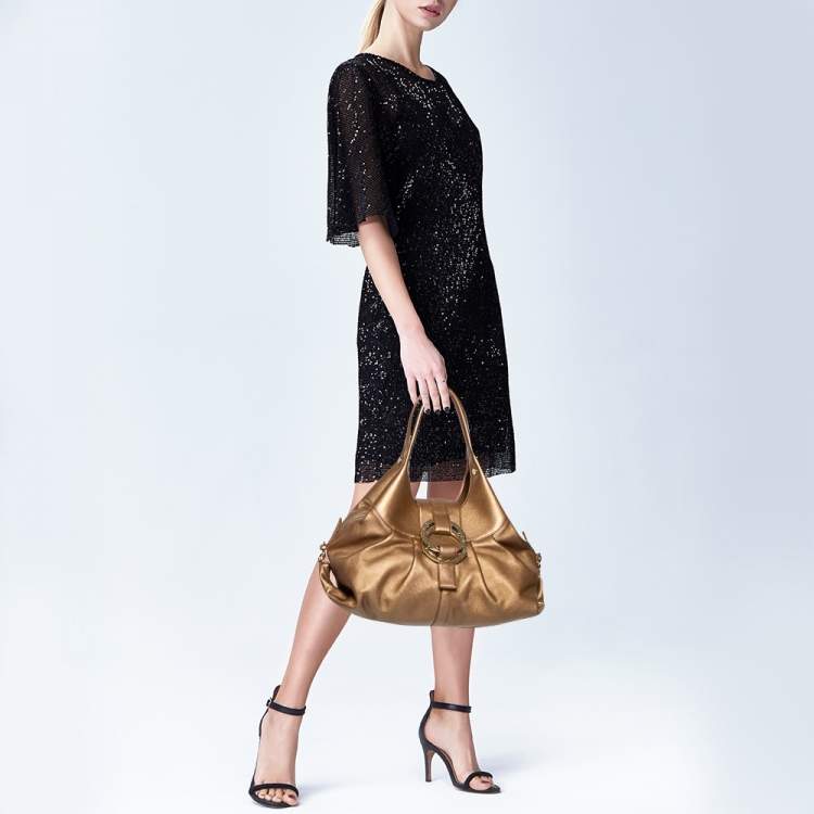 Pre Owned Bvlgari Gold Leather Chandra Hobo