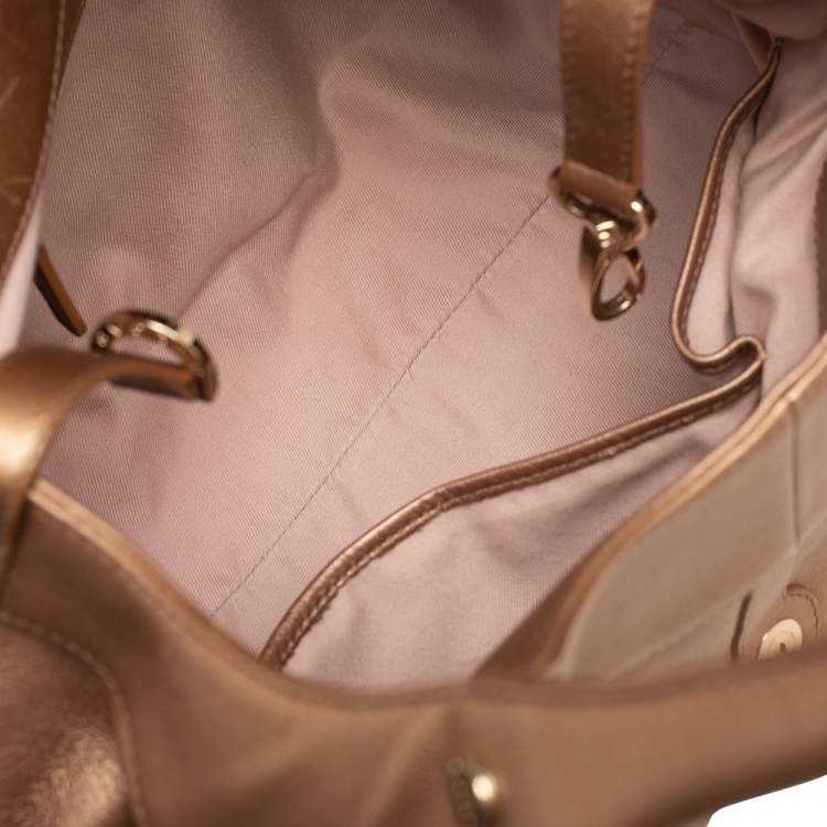 Pre Owned Bvlgari Gold Leather Chandra Hobo