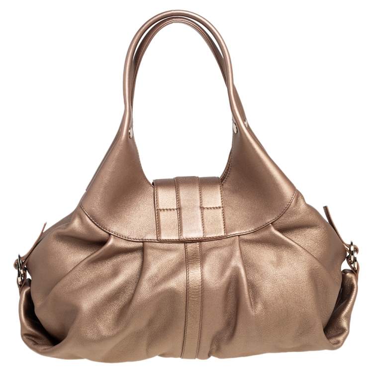 Pre Owned Bvlgari Gold Leather Chandra Hobo