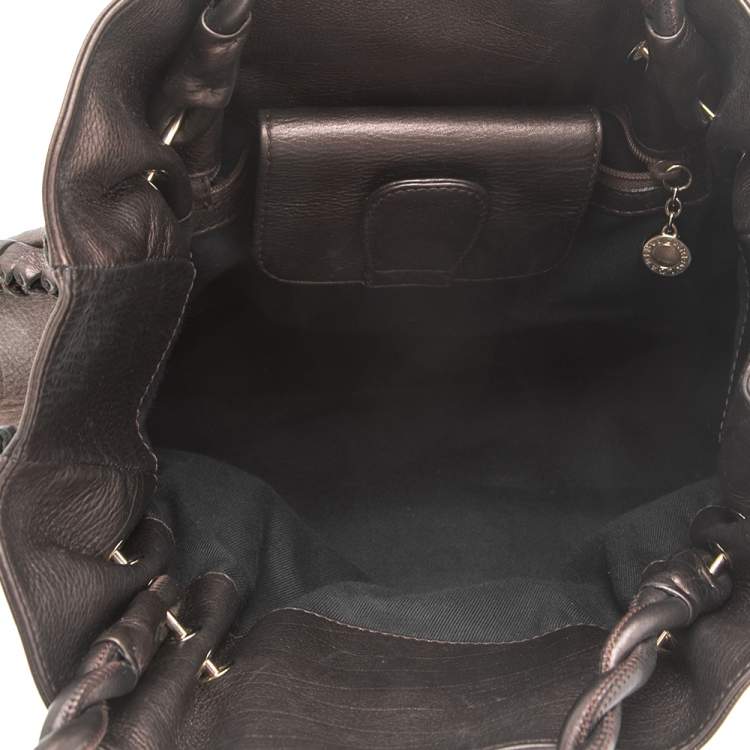 Pre Owned Bvlgari Metallic Brown Leather Twistino Tina Shopper Tote