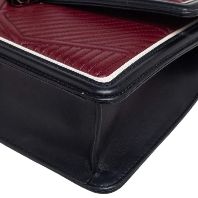 Pre Owned Bvlgari Ruby/Black Diamond Blast Leather Mini Serpenti Forever Shoulder Bag