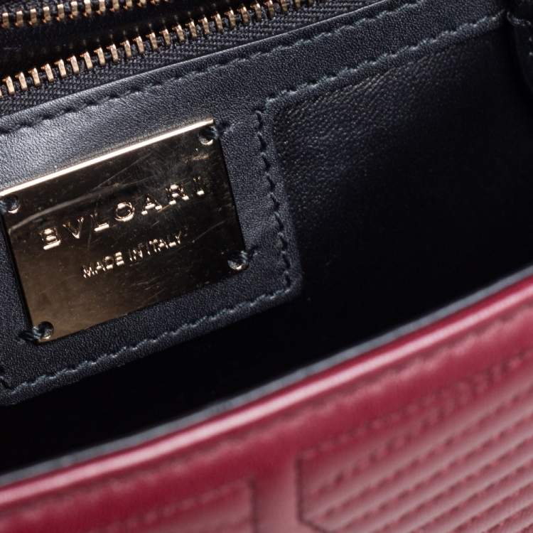 Pre Owned Bvlgari Ruby/Black Diamond Blast Leather Mini Serpenti Forever Shoulder Bag