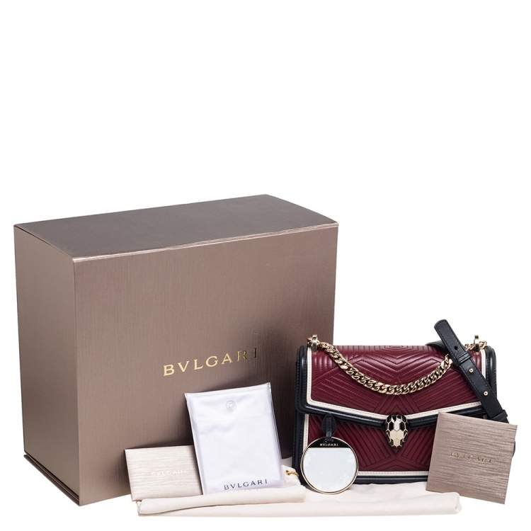 Pre Owned Bvlgari Ruby/Black Diamond Blast Leather Mini Serpenti Forever Shoulder Bag
