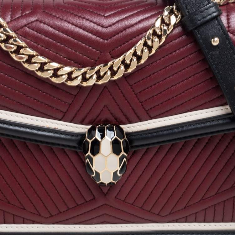 Pre Owned Bvlgari Ruby/Black Diamond Blast Leather Mini Serpenti Forever Shoulder Bag