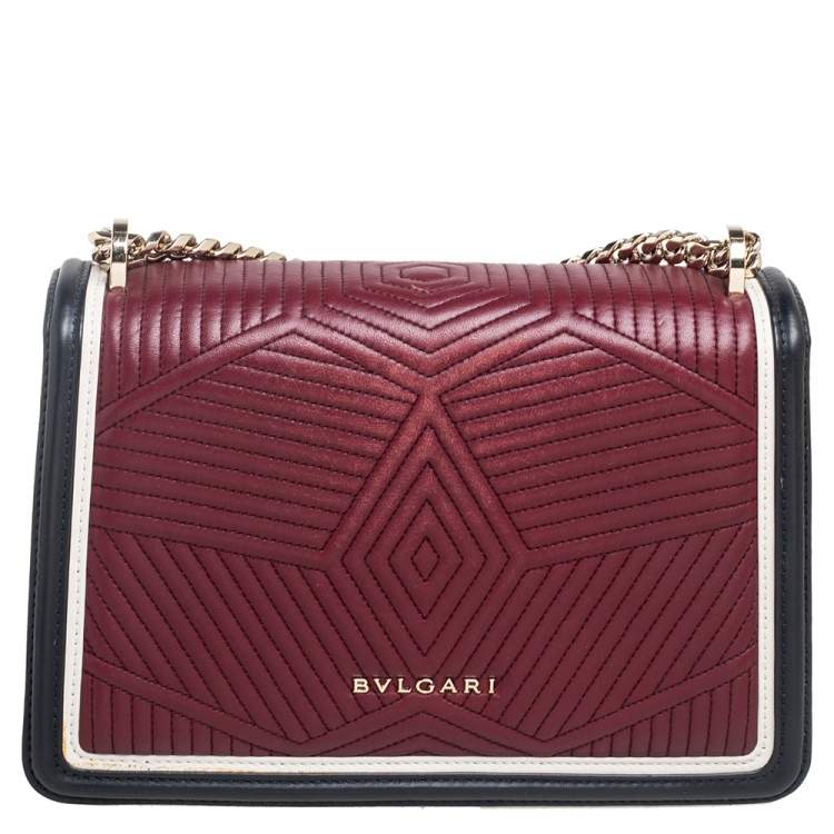 Pre Owned Bvlgari Ruby/Black Diamond Blast Leather Mini Serpenti Forever Shoulder Bag