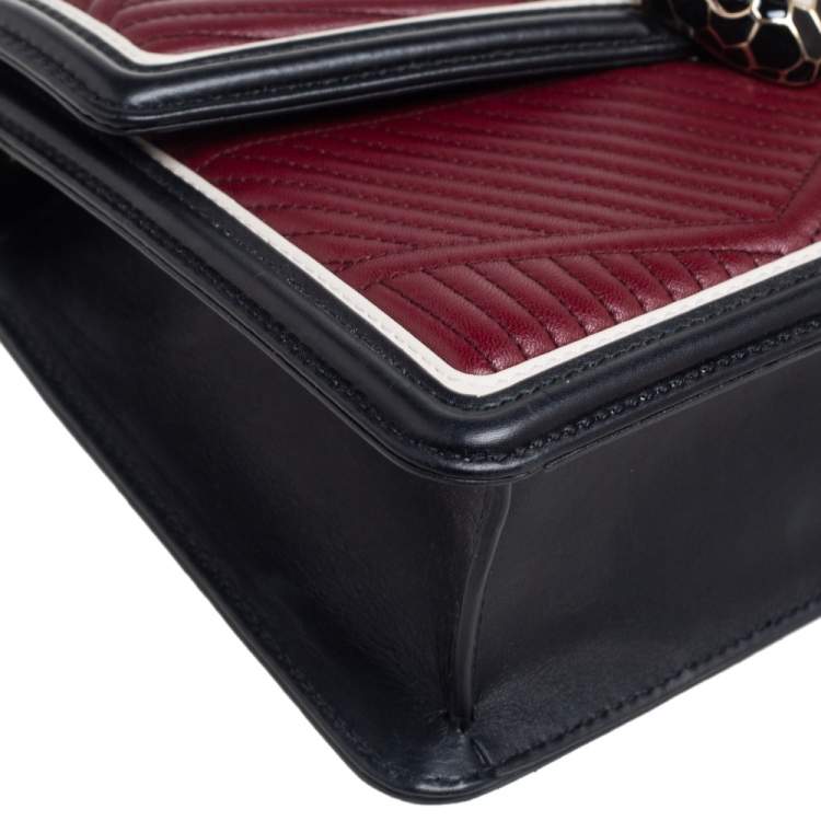Pre Owned Bvlgari Ruby/Black Diamond Blast Leather Mini Serpenti Forever Shoulder Bag