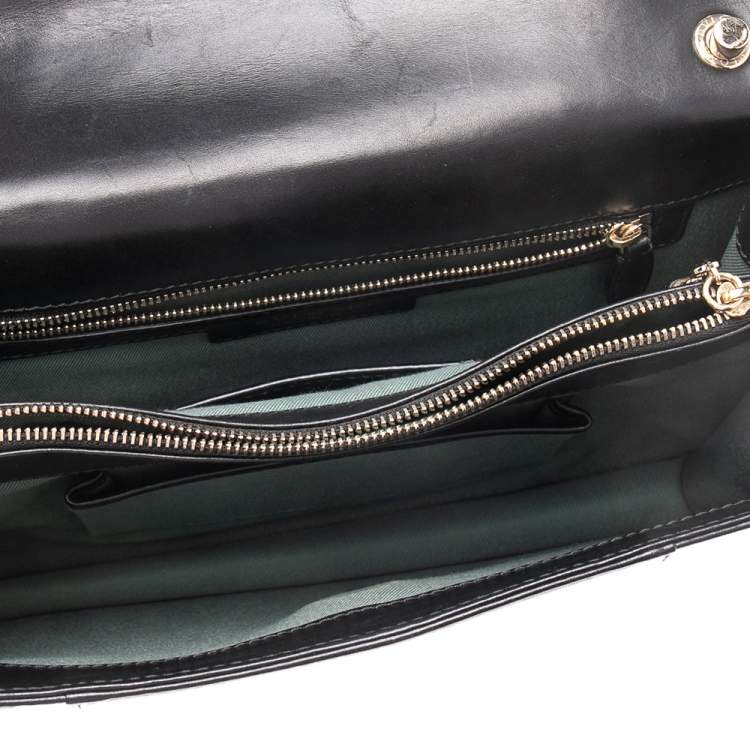 Pre Owned Bvlgari Black Leather Medium Serpenti Forever Flap Shoulder Bag