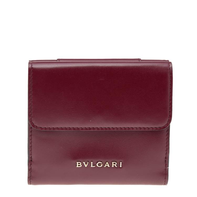 Pre Owned Bvlgari Burgundy Leather Serpenti Forever Trifold Wallet