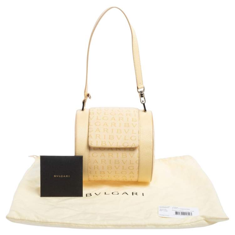 Pre Owned Bvlgari Beige Canvas and Leather Cylinder Bag