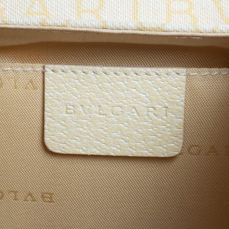 Pre Owned Bvlgari Beige Canvas and Leather Cylinder Bag