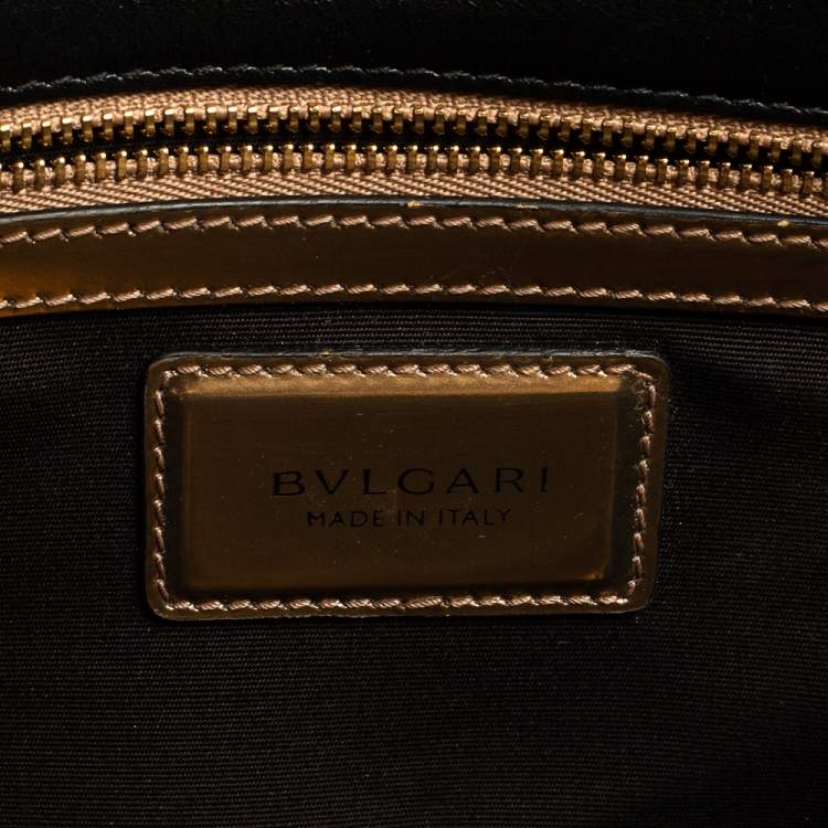 Pre Owned Bvlgari Metallic Bronze Patent Leather Medium Serpenti Forever Shoulder Bag