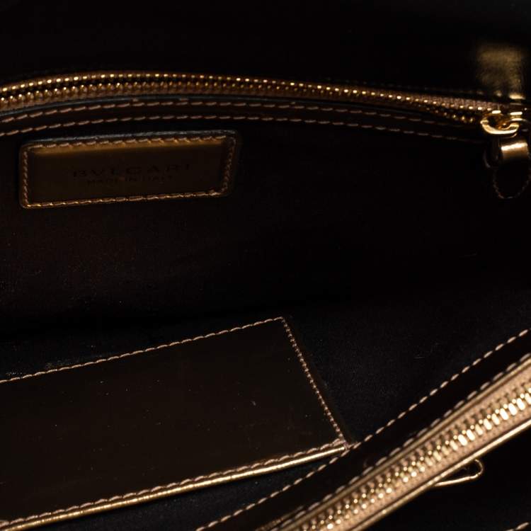 Pre Owned Bvlgari Metallic Bronze Patent Leather Medium Serpenti Forever Shoulder Bag