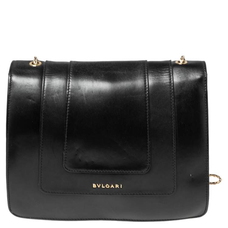 مملوكة مسبقًا Bvlgari Black Leather Serpenti Forever Shoulder Bag