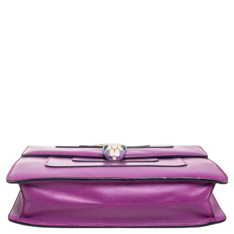 Pre Owned Bvlgari Purple Leather Small Serpenti Forever Shoulder Bag