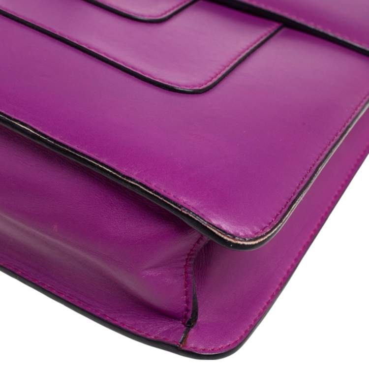 Pre Owned Bvlgari Purple Leather Small Serpenti Forever Shoulder Bag
