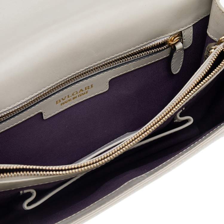 Pre Owned Bvlgari Cream Leather Medium Serpenti Forever Shoulder Bag