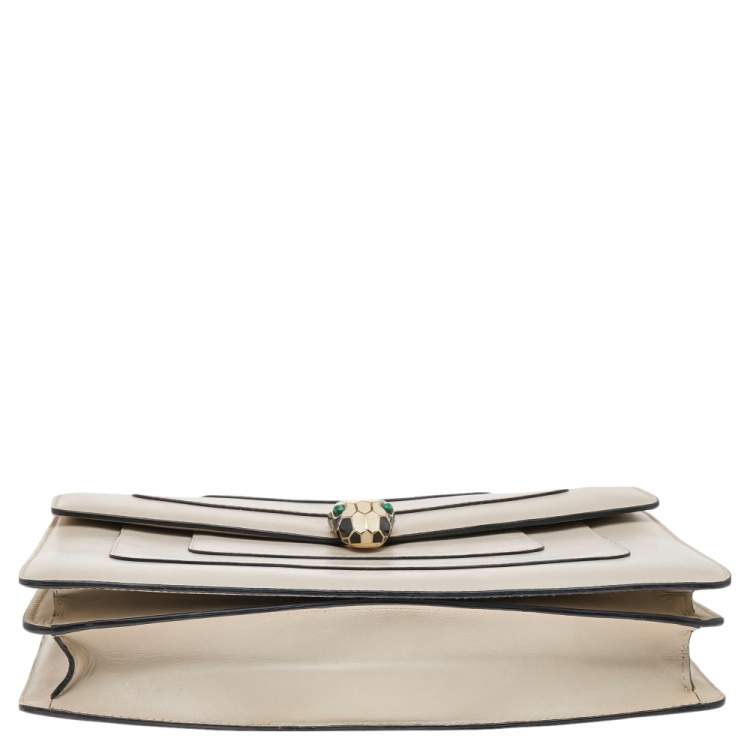 Pre Owned Bvlgari Cream Leather Medium Serpenti Forever Shoulder Bag