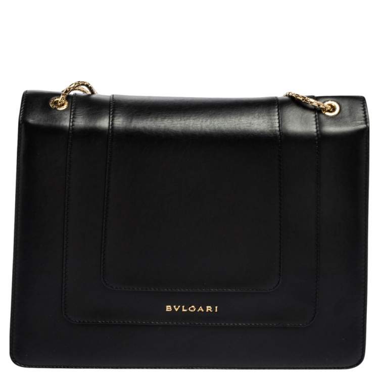 Pre Owned Bvlgari Two Tone Leather Large Serpenti Forever Shoulder Bag