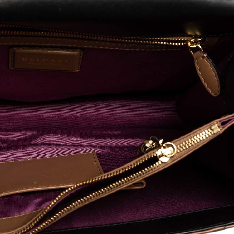 Pre Owned Bvlgari Two Tone Leather Large Serpenti Forever Shoulder Bag