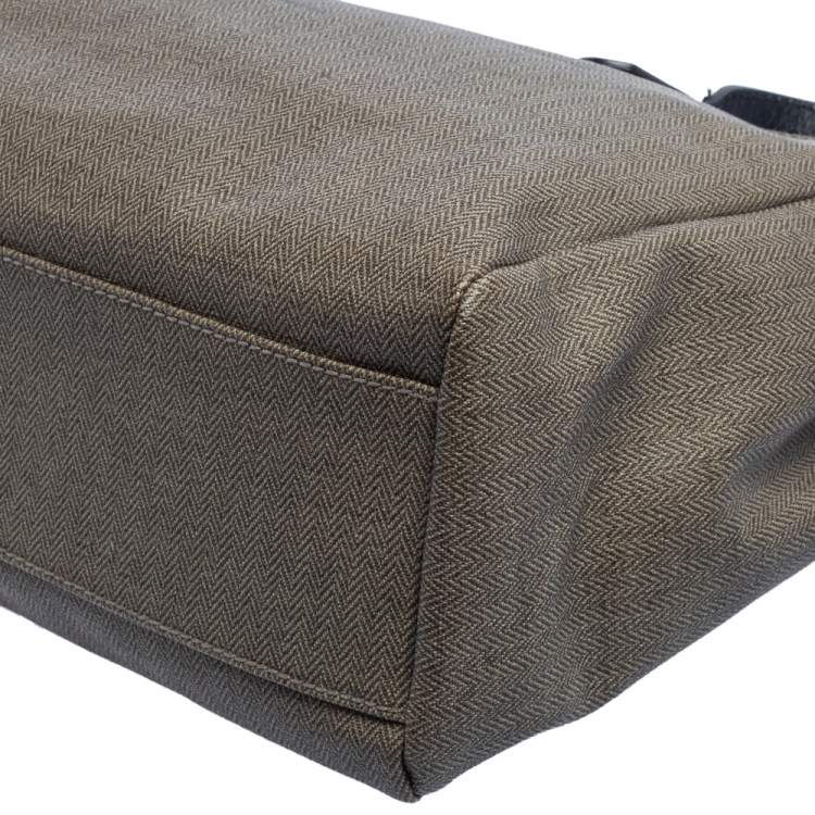 Pre Owned Bvlgari Grey/Black Coated Canvas and Leather Double Zip Tote