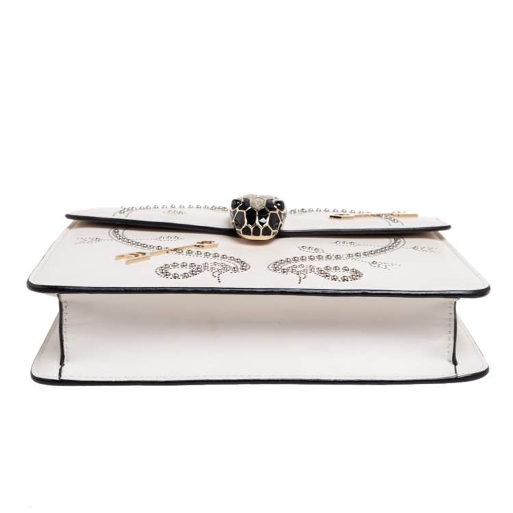 Pre Owned Bvlgari Off White Leather Pop Heart Serpenti Forever Shoulder Bag