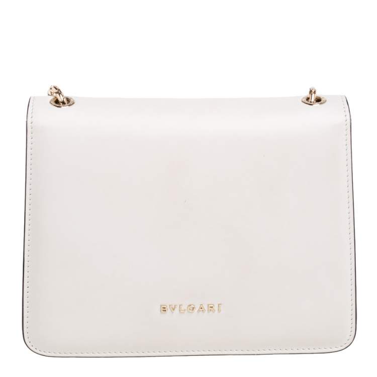 Pre Owned Bvlgari Off White Leather Pop Heart Serpenti Forever Shoulder Bag