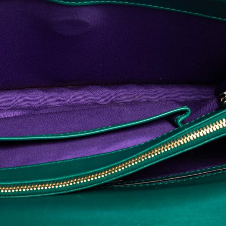 Pre Owned Bvlgari Green Leather Medium Serpenti Forever Shoulder Bag