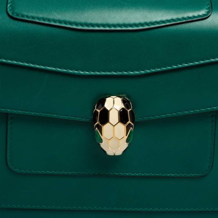 Pre Owned Bvlgari Green Leather Medium Serpenti Forever Shoulder Bag