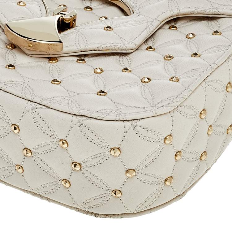 Pre Owned Bvlgari Off-White Leather Quilted Divas' Dream Shoulder Bag