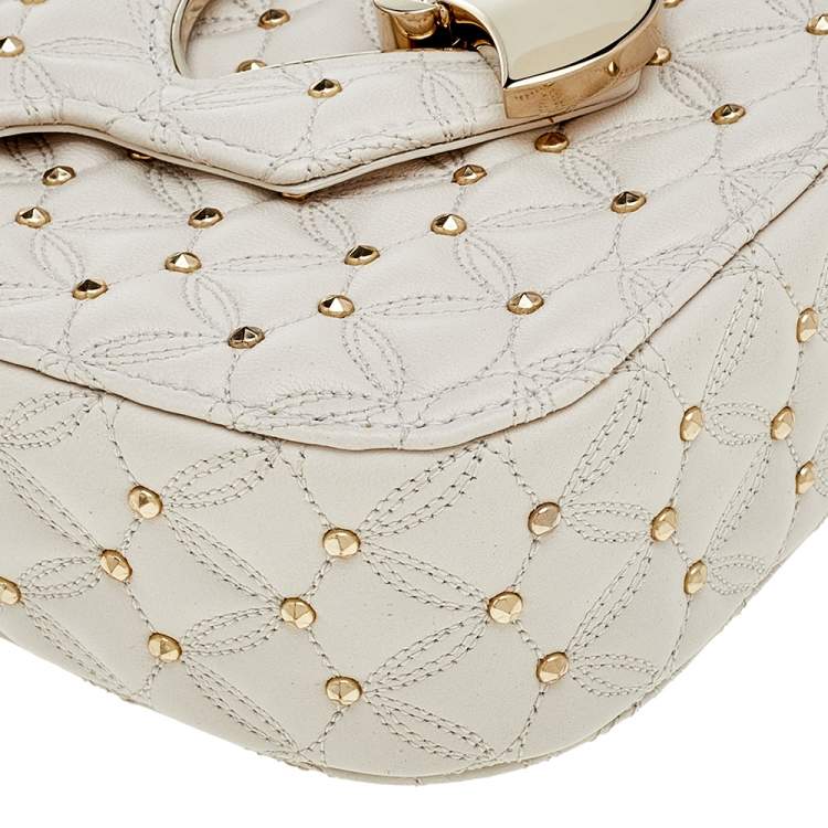 Pre Owned Bvlgari Off-White Leather Quilted Divas' Dream Shoulder Bag