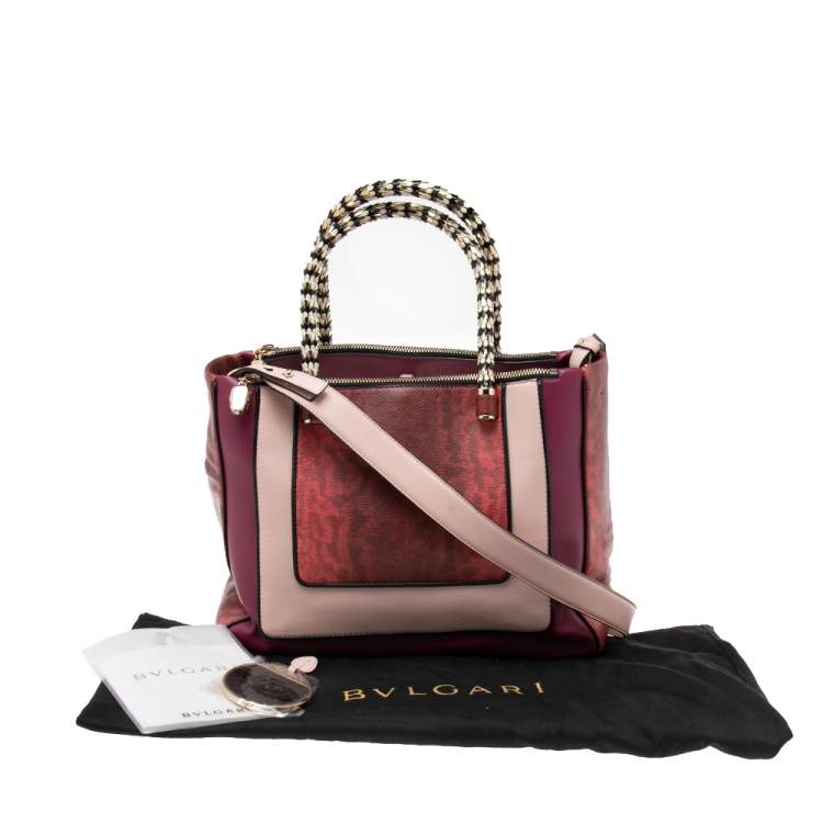 Pre Owned Bvlgari Tri Color Leather and Kurung Serpenti Scaglie Tote