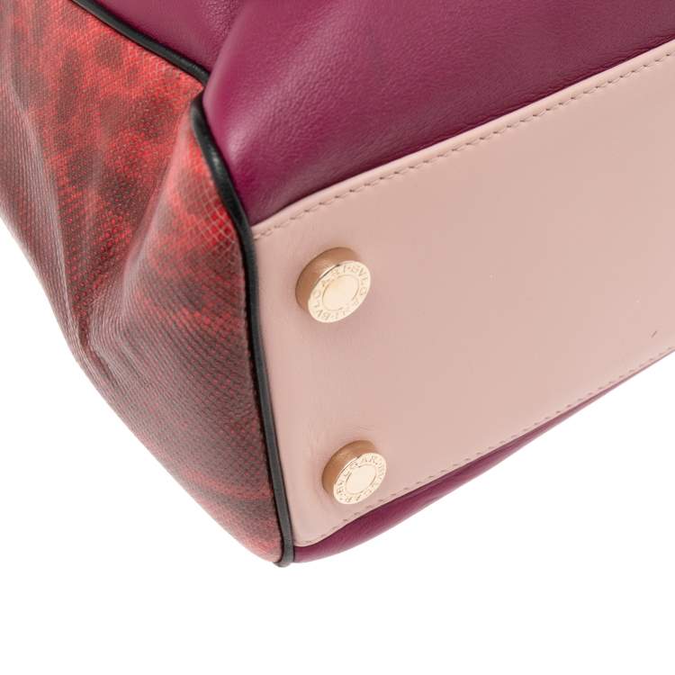 Pre Owned Bvlgari Tri Color Leather and Kurung Serpenti Scaglie Tote
