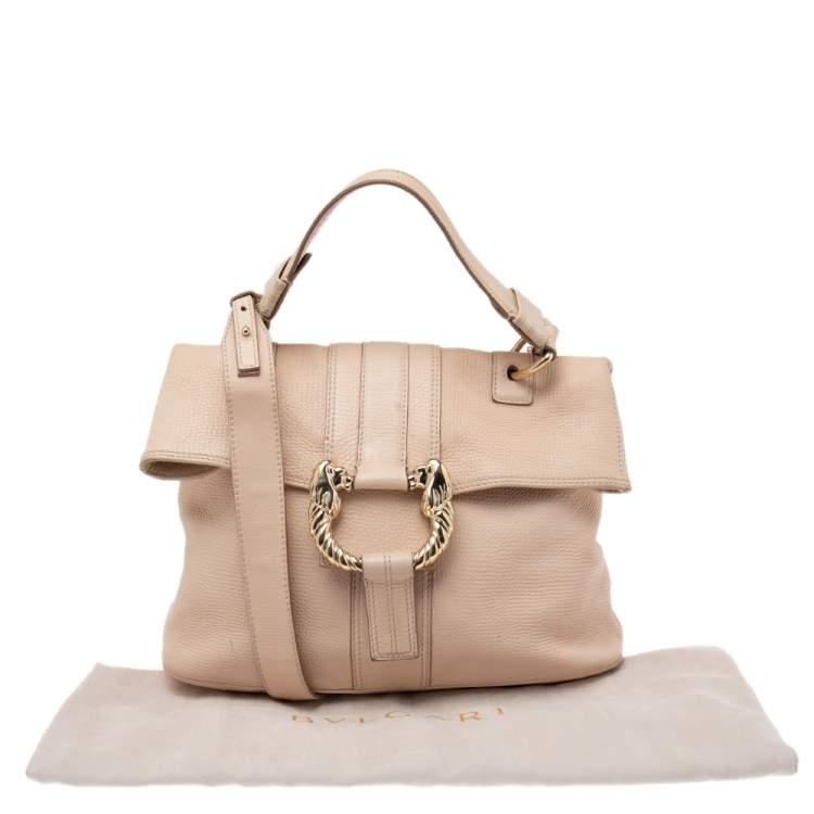 Pre Owned Bvlgari Beige Leather Leoni Shoulder Bag