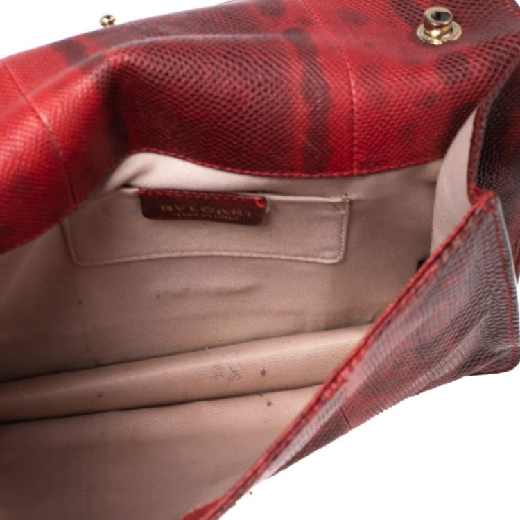 Pre Owned Bvlgari Red/Black Karung Serpenti Forever Flap Shoulder Bag