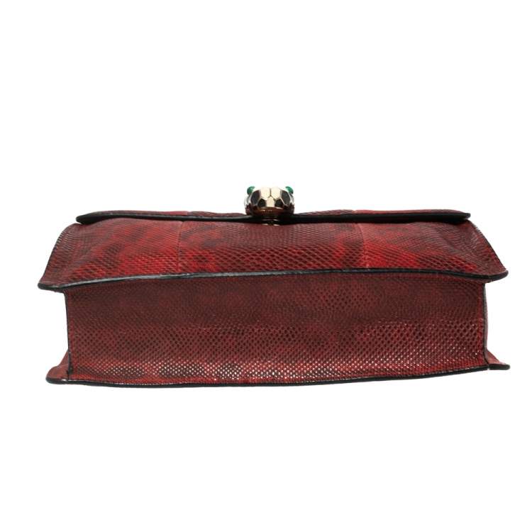 Pre Owned Bvlgari Red/Black Karung Serpenti Forever Flap Shoulder Bag