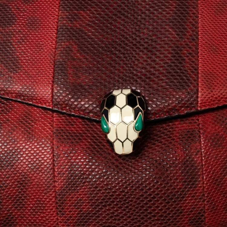 Pre Owned Bvlgari Red/Black Karung Serpenti Forever Flap Shoulder Bag