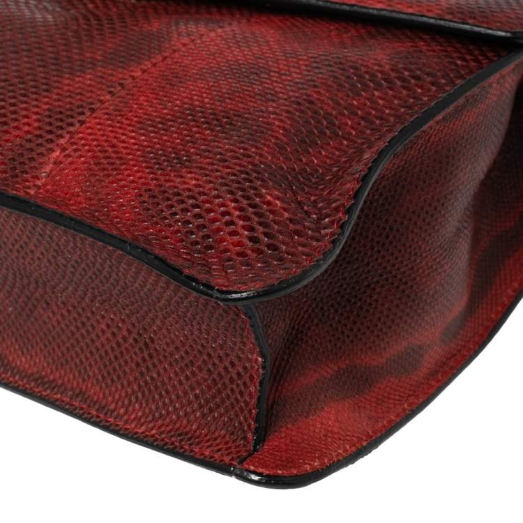 Pre Owned Bvlgari Red/Black Karung Serpenti Forever Flap Shoulder Bag