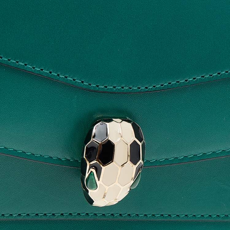 Pre Owned Bvlgari Green Leather Serpenti Forever Continental Wallet