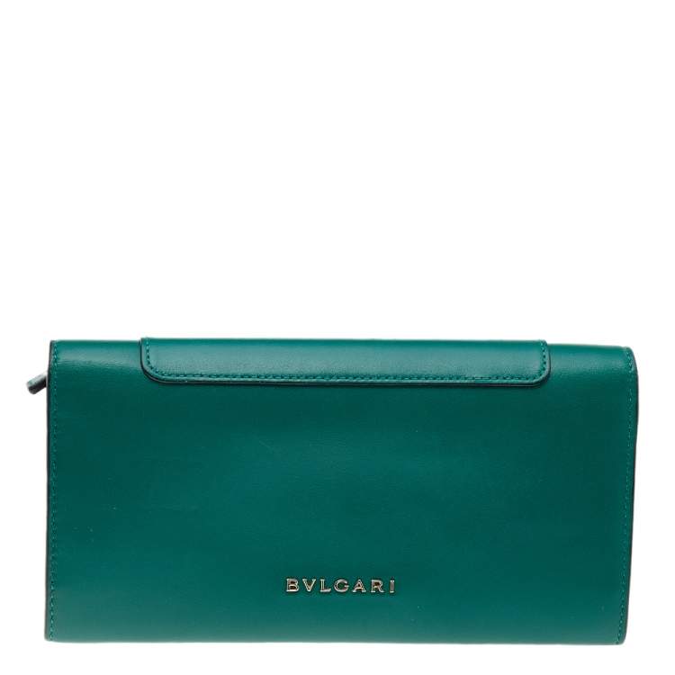 Pre Owned Bvlgari Green Leather Serpenti Forever Continental Wallet